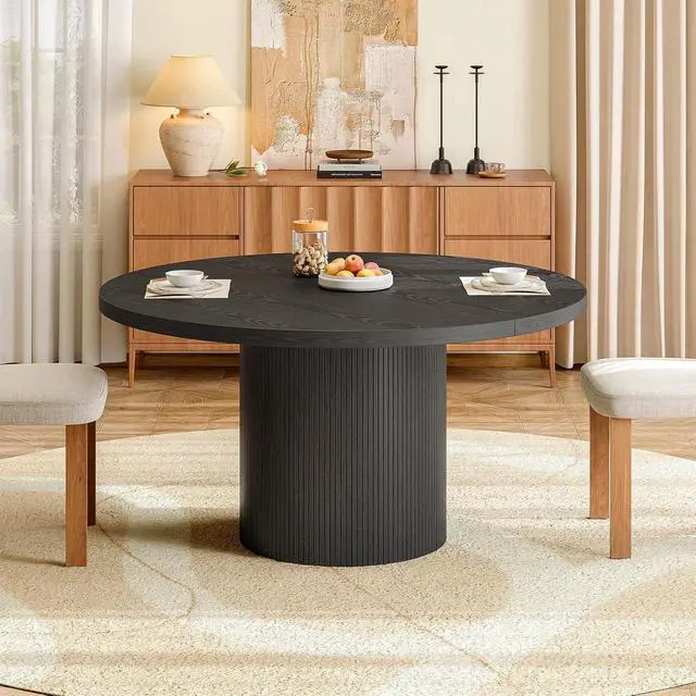Alt view image 7 of 7 - 47 Inch Round Dining Table for 4-6, Fluted Kitchen Table