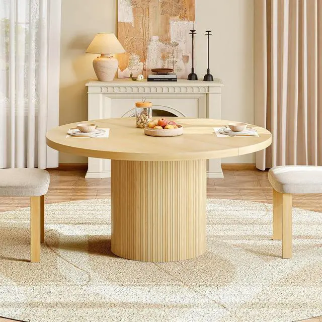 Alt view image 7 of 7 - 47 Inch Round Dining Table for 4-6, Fluted Kitchen Table