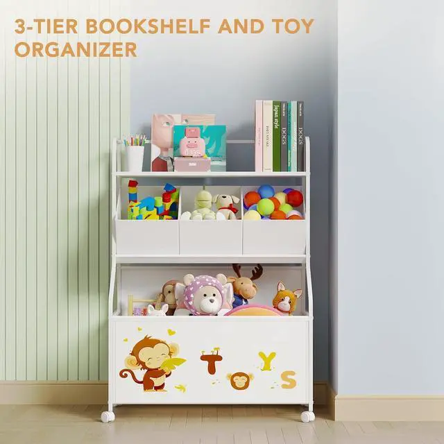 Alt view image 2 of 7 - Toy Storage Organizer, Large Toy Box with Wheels for Boys and Girls