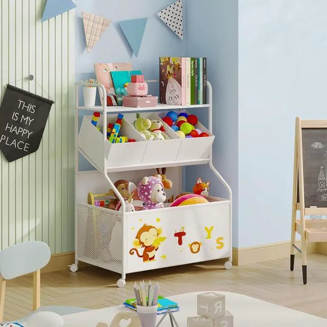 Alt view image 3 of 7 - Toy Storage Organizer, Large Toy Box with Wheels for Boys and Girls