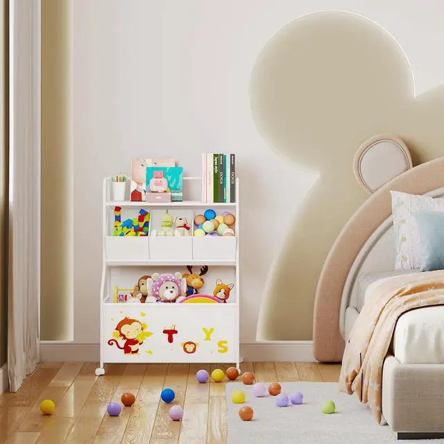 Alt view image 5 of 7 - Toy Storage Organizer, Large Toy Box with Wheels for Boys and Girls