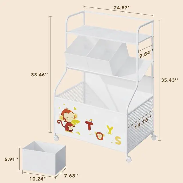 Alt view image 7 of 7 - Toy Storage Organizer, Large Toy Box with Wheels for Boys and Girls