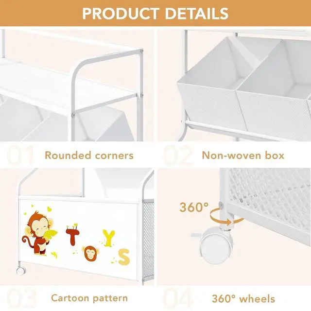 Alt view image 6 of 7 - Toy Storage Organizer, Large Toy Box with Wheels for Boys and Girls