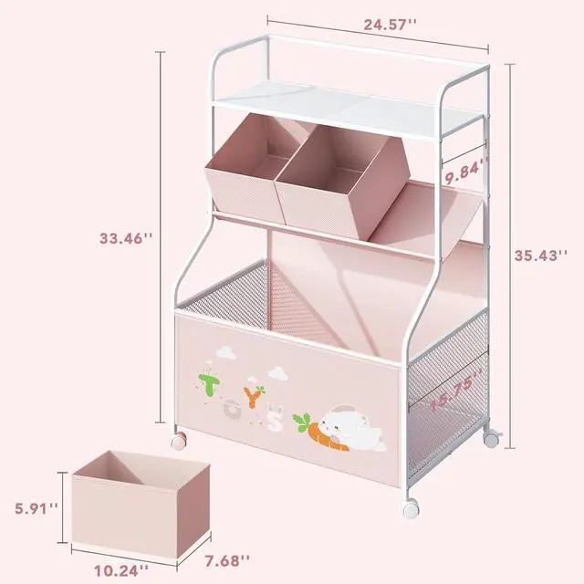 Alt view image 7 of 7 - Toy Storage Organizer, Large Toy Box with Wheels for Boys and Girls
