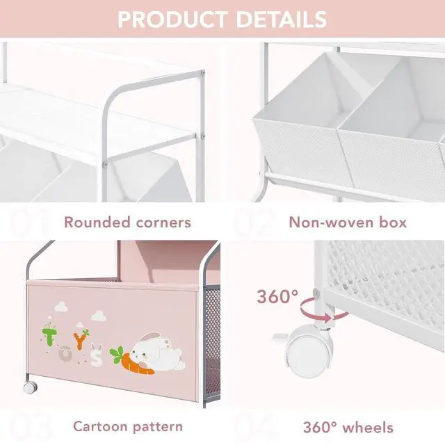 Alt view image 6 of 7 - Toy Storage Organizer, Large Toy Box with Wheels for Boys and Girls