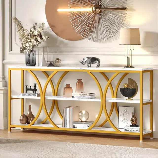 Main image of 70.8 inch Extra Long Entryway Table,Gold Narrow Sofa Table