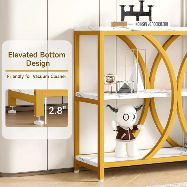 Alt view image 4 of 7 - 70.8 inch Extra Long Entryway Table,Gold Narrow Sofa Table