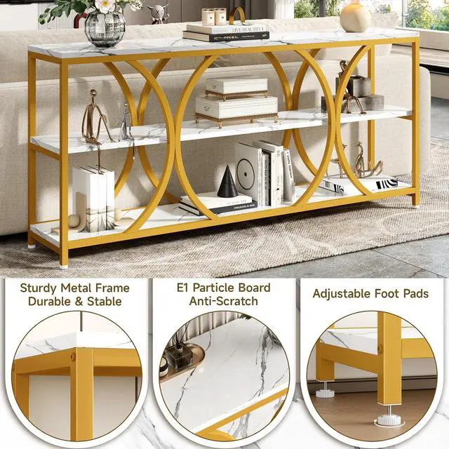 Alt view image 5 of 7 - 70.8 inch Extra Long Entryway Table,Gold Narrow Sofa Table