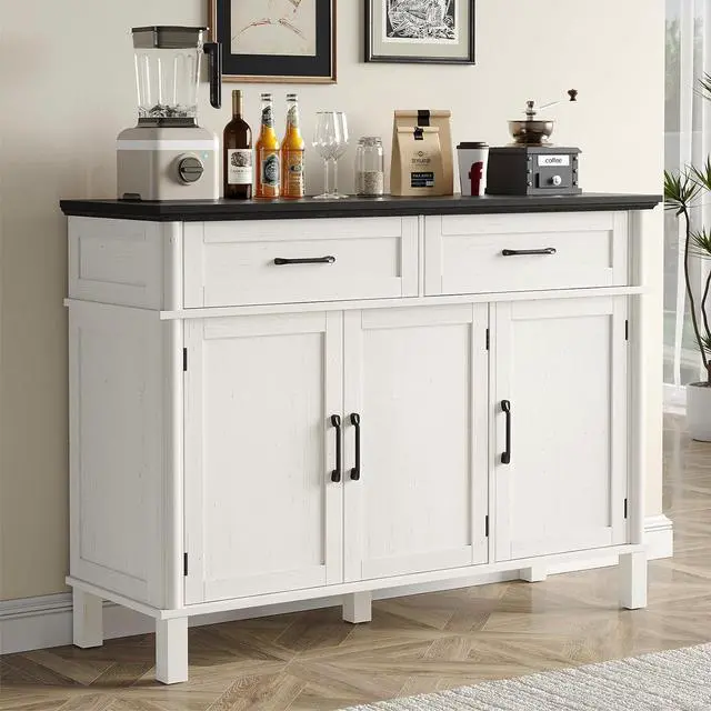 Main image of 48 Inch Sideboard Buffet Cabinet with Storage, Off White&Black