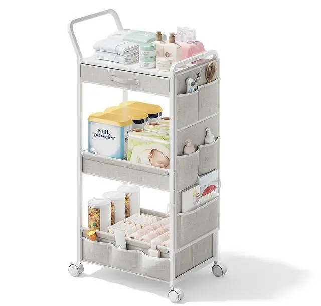 Main image of Diaper Caddy Organizer, Baby Cart with Basket and Side Pockets