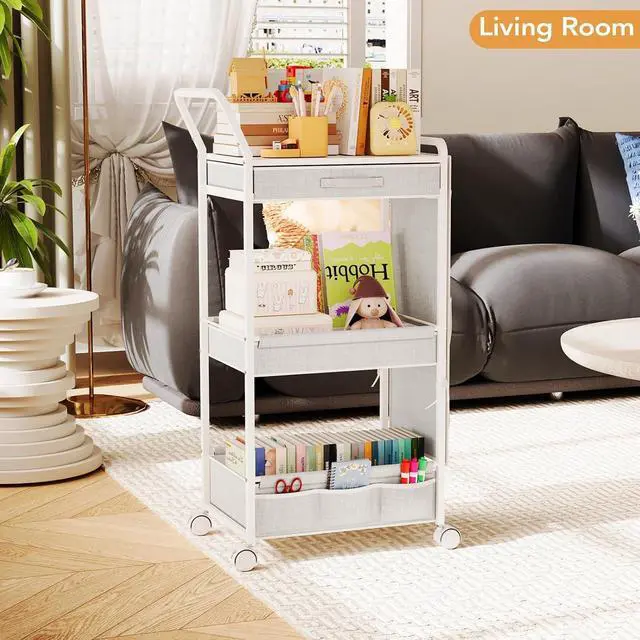 Alt view image 6 of 7 - Diaper Caddy Organizer, Baby Cart with Basket and Side Pockets