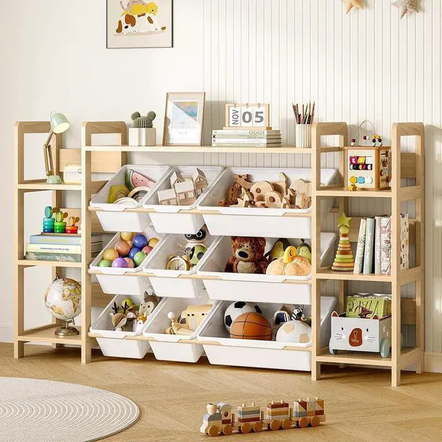 Main image of Large Toy Storage Organizer, Top Rack, 6 Side Shelves, 9 Bins