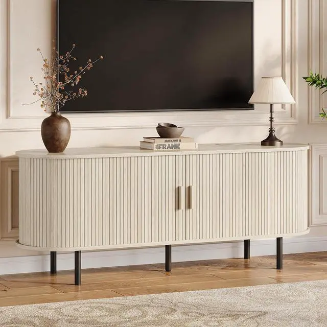 Main image of 55" TV Stand with Storage & Outlet for TV up to 60" Natural White