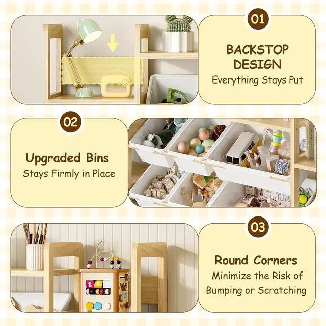 Alt view image 4 of 7 - Large Toy Storage Organizer, Top Rack, 6 Side Shelves, 9 Bins