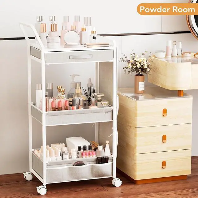 Alt view image 7 of 7 - Diaper Caddy Organizer, Baby Cart with Basket and Side Pockets
