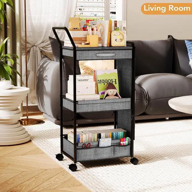 Alt view image 6 of 7 - Diaper Caddy Organizer, Baby Cart with Basket and Side Pockets