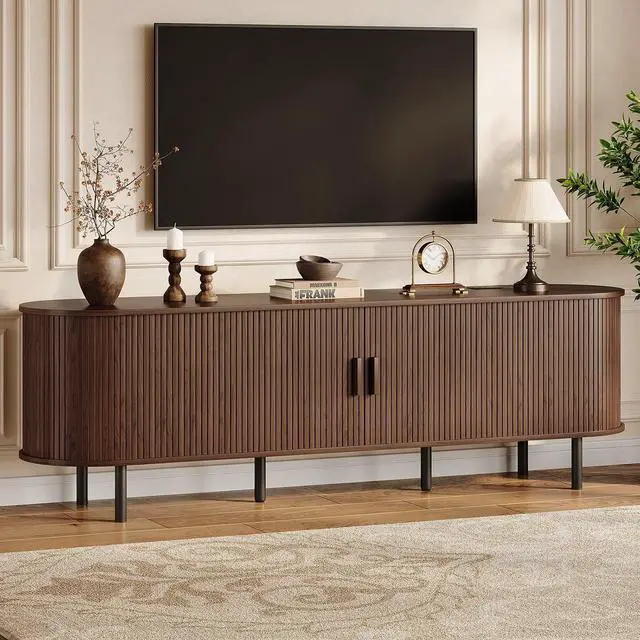 Main image of 70.8" TV Stand with Storage & Outlets for TVs up to 80", Walnut