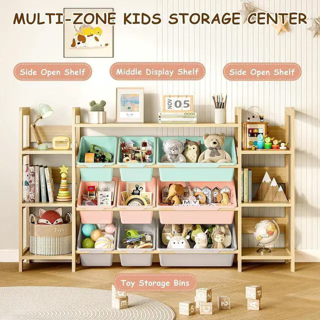 Alt view image 3 of 7 - Large Toy Storage Organizer, Top Rack, 6 Shelves, 9 Colorful Bins