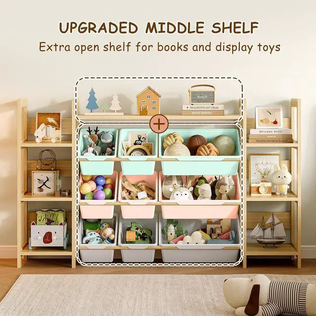 Alt view image 5 of 7 - Large Toy Storage Organizer, Top Rack, 6 Shelves, 9 Colorful Bins