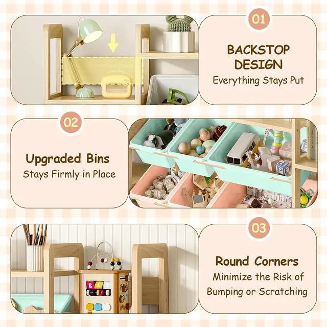 Alt view image 4 of 7 - Large Toy Storage Organizer, Top Rack, 6 Shelves, 9 Colorful Bins