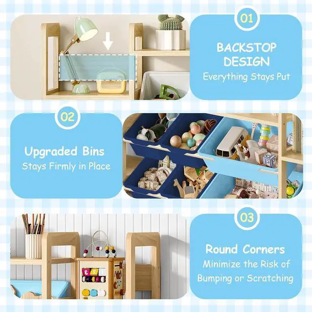 Alt view image 4 of 7 - Large Toy Storage Organizer, Top Rack, 6 Shelves, 9 Blue Bins