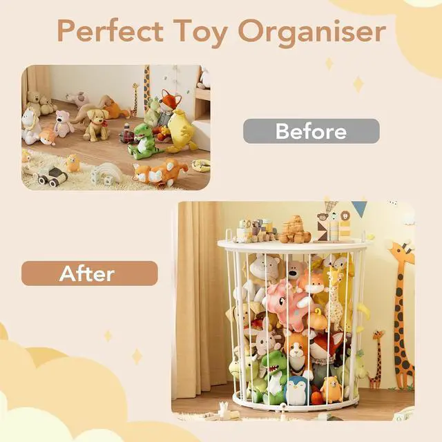 Alt view image 6 of 7 - Large Stuffed Animal Storage End Table, Toy Storage for Kids Room