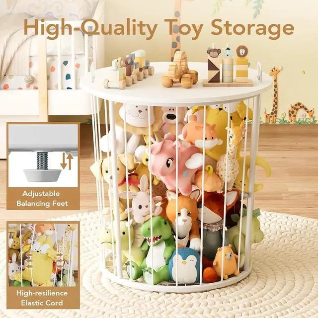 Alt view image 7 of 7 - Large Stuffed Animal Storage End Table, Toy Storage for Kids Room