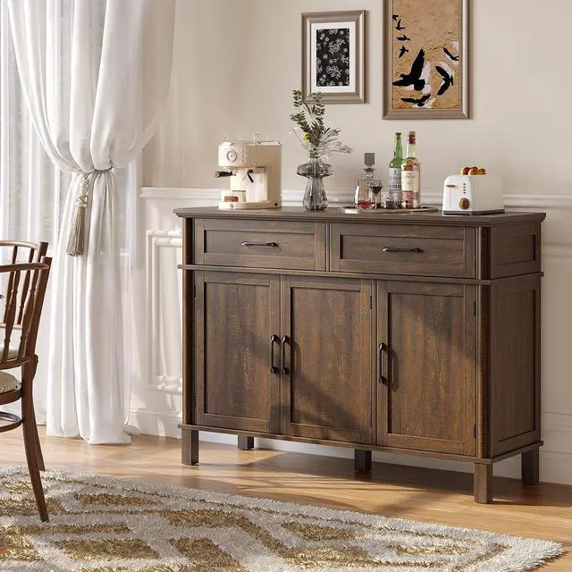 Alt view image 5 of 7 - 48 Inch Sideboard Buffet Cabinet with Storage, Brown