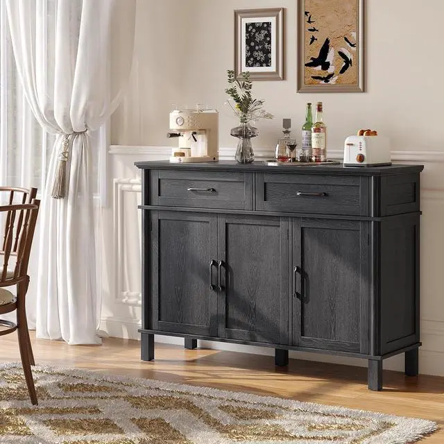 Alt view image 5 of 7 - 48 Inch Sideboard Buffet Cabinet with Storage,Black