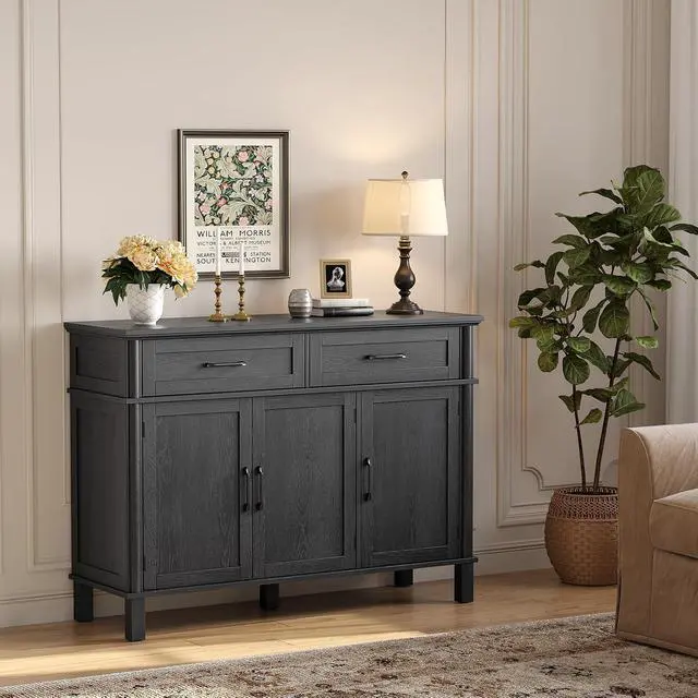 Alt view image 7 of 7 - 48 Inch Sideboard Buffet Cabinet with Storage,Black