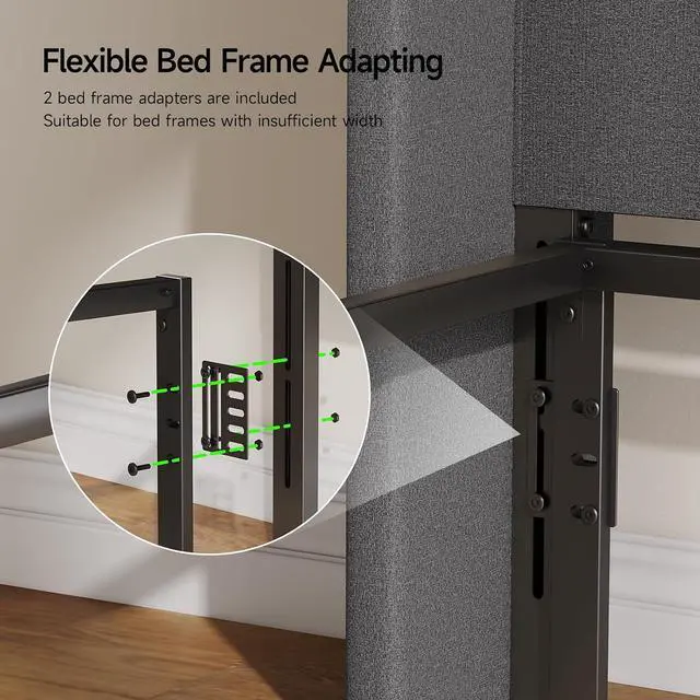 Alt view image 5 of 7 - Ergonomic Upholstered Full Size Headboard with Charging Station, Dark Grey