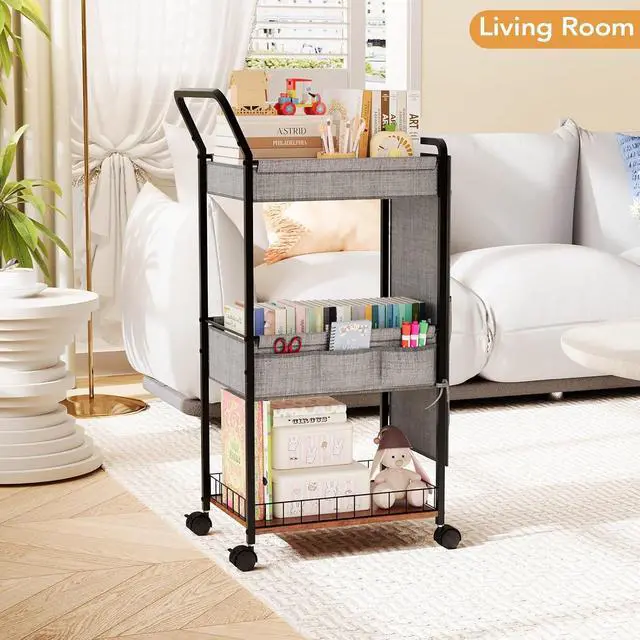 Alt view image 6 of 7 - Diaper Caddy Organizer, Baby Cart with Basket and Side Pockets