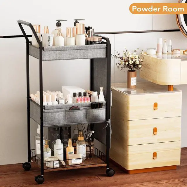Alt view image 7 of 7 - Diaper Caddy Organizer, Baby Cart with Basket and Side Pockets