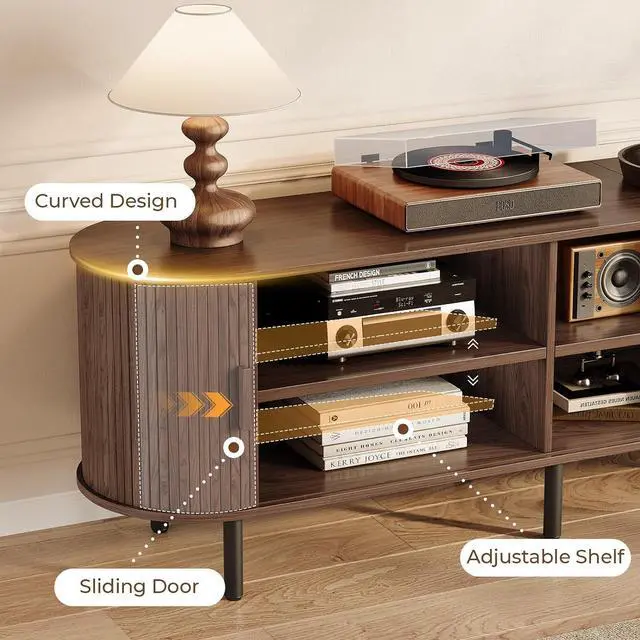 Alt view image 5 of 7 - 86.6" TV Stand with Storage & Outlets for TVs up to 95", Walnut