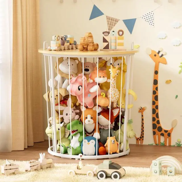 Alt view image 2 of 7 - Large Stuffed Animal Storage End Table, Toy Storage for Kids Room