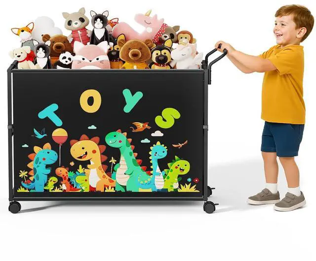 Main image of Toy Box for Kids, 200L Extra Large Toy Chest Storage, Black