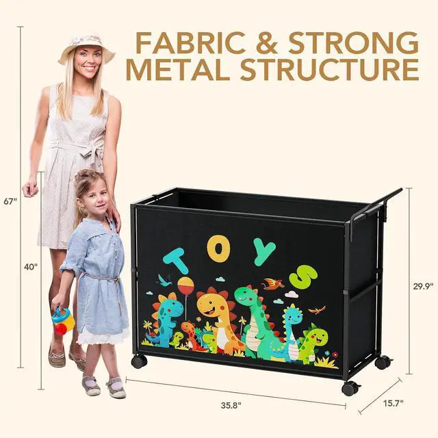 Alt view image 2 of 7 - Toy Box for Kids, 200L Extra Large Toy Chest Storage, Black