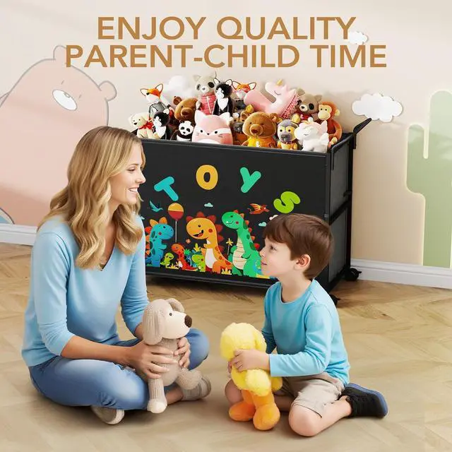 Alt view image 4 of 7 - Toy Box for Kids, 200L Extra Large Toy Chest Storage, Black