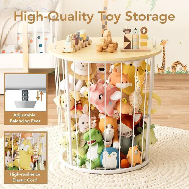 Alt view image 7 of 7 - Large Stuffed Animal Storage End Table, Toy Storage for Kids Room