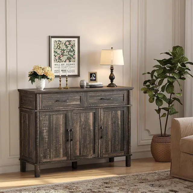 Alt view image 7 of 7 - 48 Inch Sideboard Buffet Cabinet with Storage, Rustic Brown