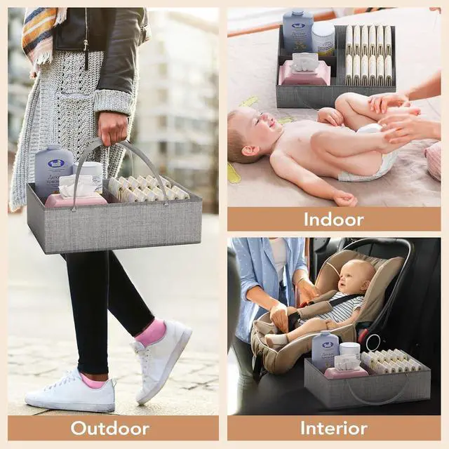 Alt view image 7 of 7 - 3-Tier Diaper Caddy Cart Organizer - Rolling Baby Cart with Drawer, Side Pockets and Basket, Multi-Function Utility Cart for Nursery, Bedroom, Bathroom, Mobile Diaper Organizer for Baby