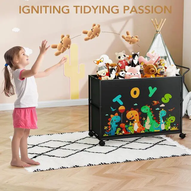 Alt view image 5 of 7 - Toy Box for Kids, 200L Extra Large Toy Chest Storage, Black
