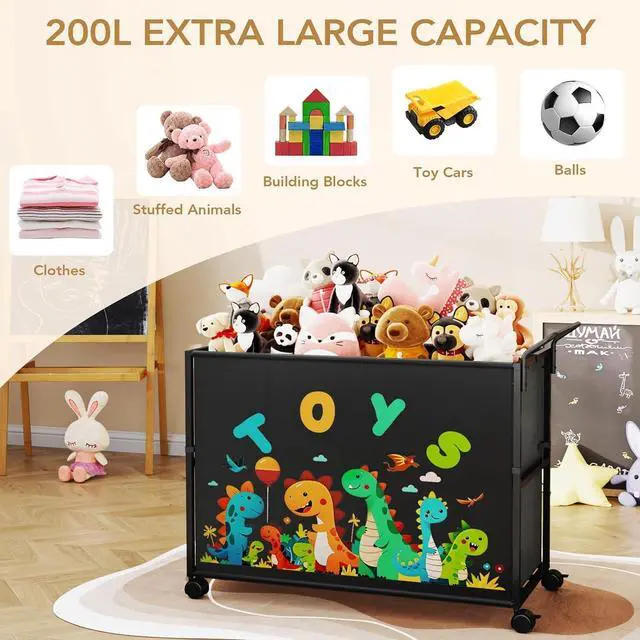Alt view image 6 of 7 - Toy Box for Kids, 200L Extra Large Toy Chest Storage, Black