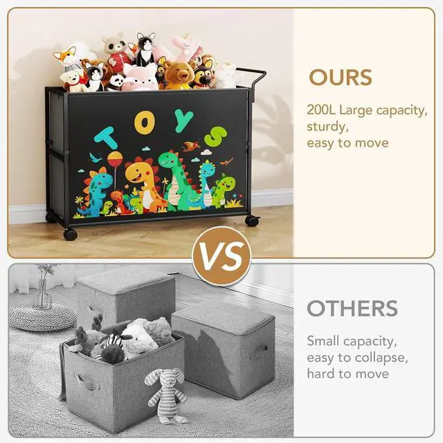 Alt view image 7 of 7 - Toy Box for Kids, 200L Extra Large Toy Chest Storage, Black