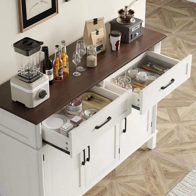 Alt view image 4 of 7 - 48 Inch Sideboard Buffet Cabinet with Storage, Off White