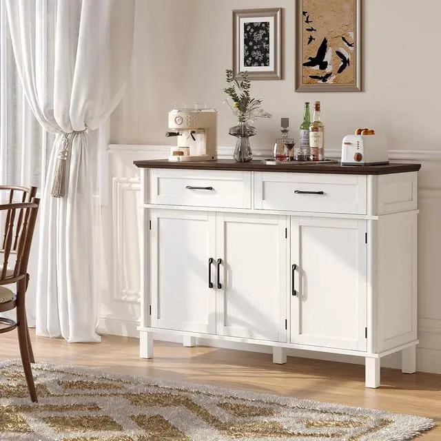 Alt view image 5 of 7 - 48 Inch Sideboard Buffet Cabinet with Storage, Off White