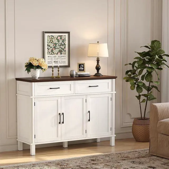Alt view image 7 of 7 - 48 Inch Sideboard Buffet Cabinet with Storage, Off White