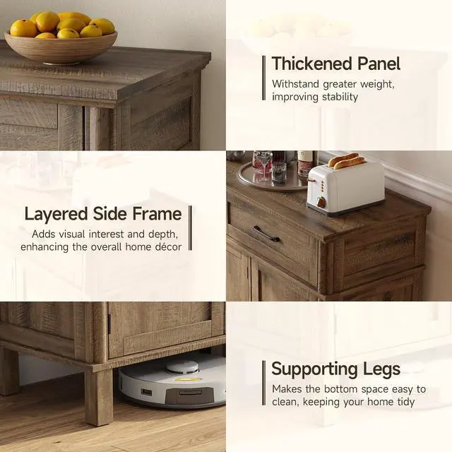 Alt view image 6 of 7 - 48 Inch Sideboard Buffet Cabinet with Storage, Washed Grey