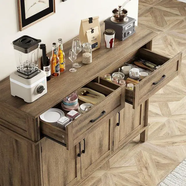 Alt view image 4 of 7 - 48 Inch Sideboard Buffet Cabinet with Storage, Washed Grey
