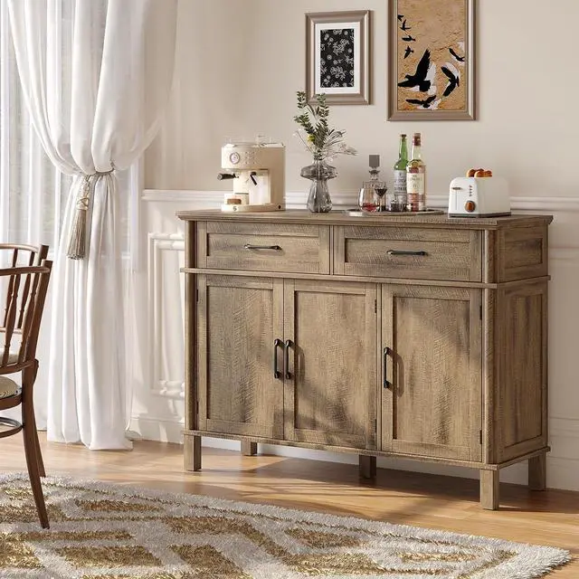 Alt view image 5 of 7 - 48 Inch Sideboard Buffet Cabinet with Storage, Washed Grey